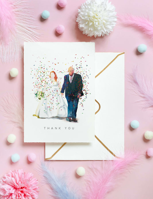 Watercolour style thank you cards with envelopes